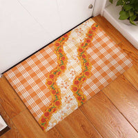 Orange Hawaii Palaka Rubber Doormat Hawaiian Ilima Lei LT05 - Polynesian Pride