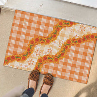 Orange Hawaii Palaka Rubber Doormat Hawaiian Ilima Lei LT05 - Polynesian Pride