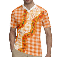 Orange Hawaii Palaka Rugby Jersey Hawaiian Ilima Lei LT05 - Polynesian Pride