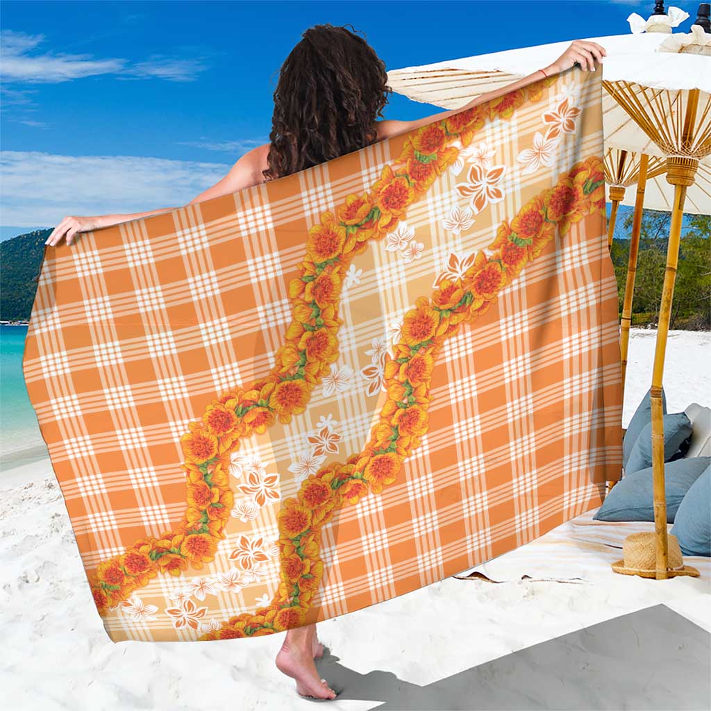 Orange Hawaii Palaka Sarong Hawaiian Ilima Lei LT05 One Size 44 x 66 inches Orange - Polynesian Pride