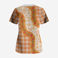 Orange Hawaii Palaka Scrub Top Hawaiian Ilima Lei LT05 - Polynesian Pride