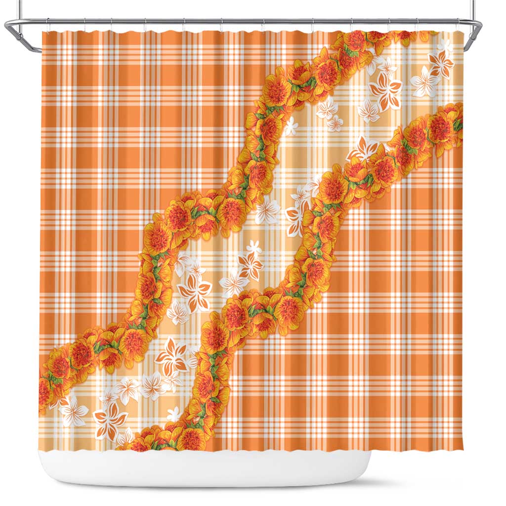 Orange Hawaii Palaka Shower Curtain Hawaiian Ilima Lei LT05 Orange - Polynesian Pride