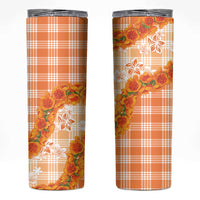 Orange Hawaii Palaka Skinny Tumbler Hawaiian Ilima Lei LT05 Orange - Polynesian Pride