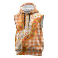 Orange Hawaii Palaka Sleeveless Hoodie Hawaiian Ilima Lei LT05 Orange - Polynesian Pride