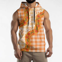 Orange Hawaii Palaka Sleeveless Hoodie Hawaiian Ilima Lei LT05 - Polynesian Pride