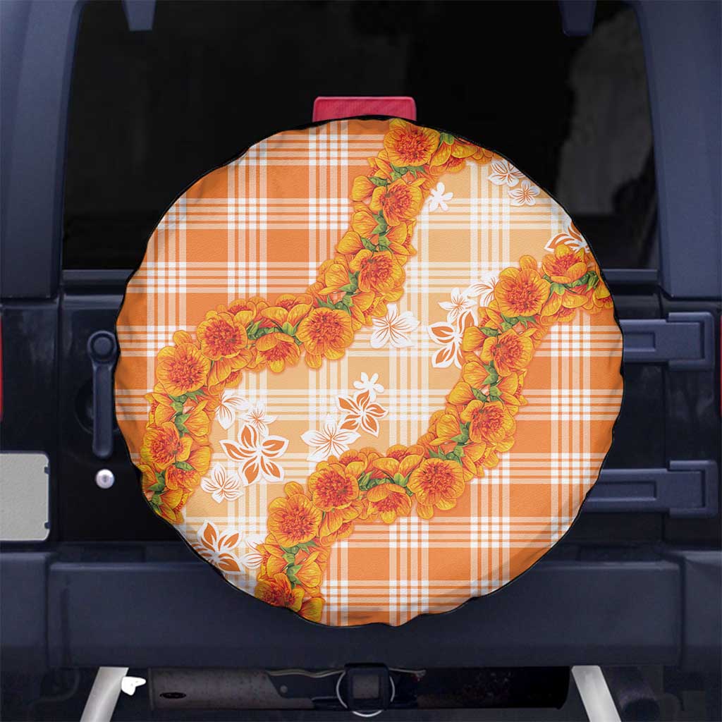 Orange Hawaii Palaka Spare Tire Cover Hawaiian Ilima Lei LT05 No hole Orange - Polynesian Pride