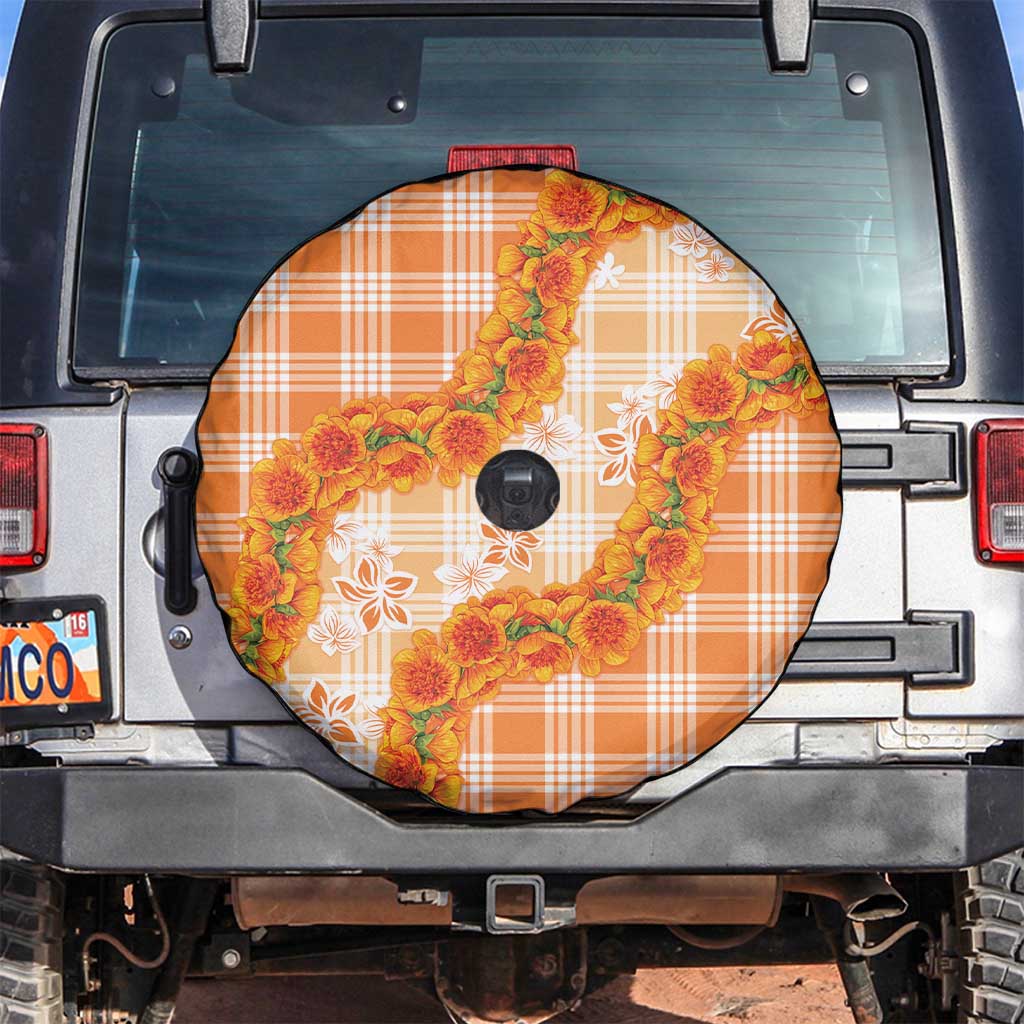 Orange Hawaii Palaka Spare Tire Cover Hawaiian Ilima Lei LT05 Orange - Polynesian Pride