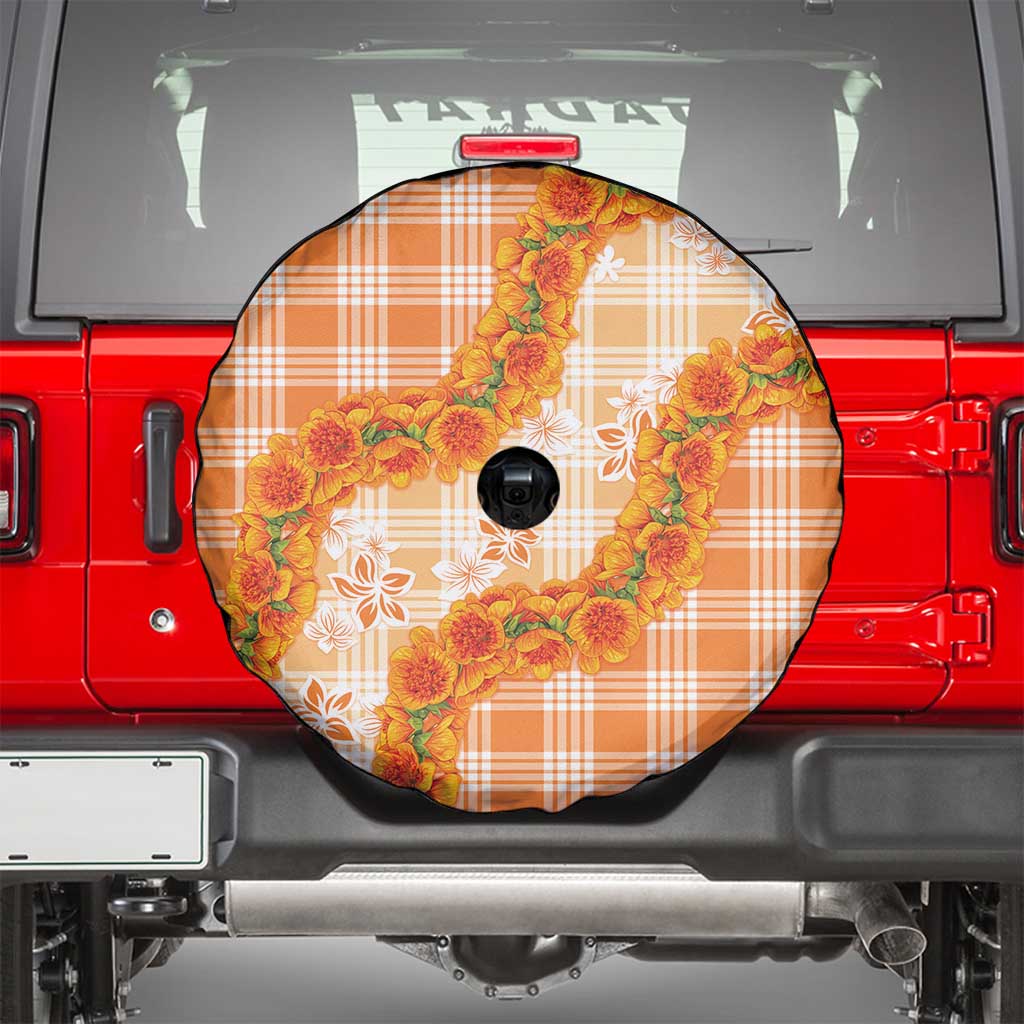 Orange Hawaii Palaka Spare Tire Cover Hawaiian Ilima Lei LT05 - Polynesian Pride