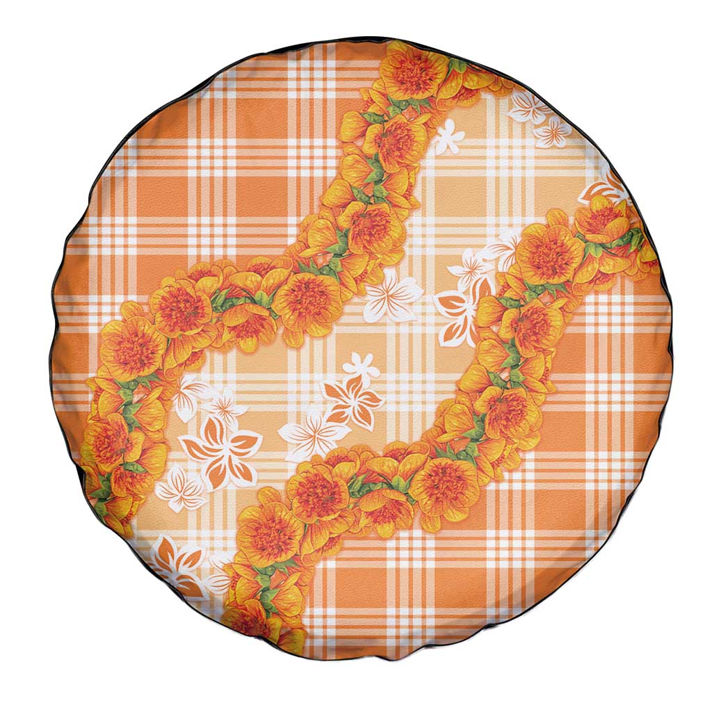 Orange Hawaii Palaka Spare Tire Cover Hawaiian Ilima Lei LT05 - Polynesian Pride