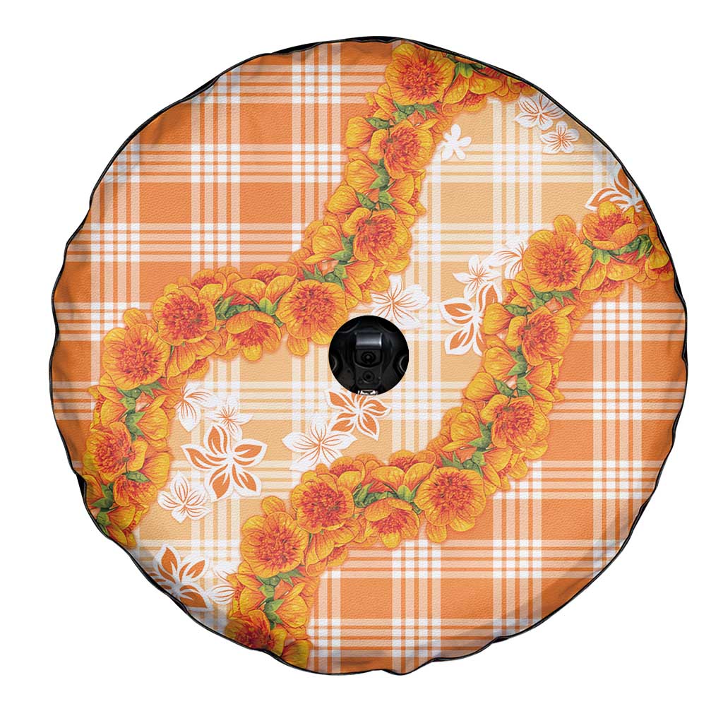 Orange Hawaii Palaka Spare Tire Cover Hawaiian Ilima Lei LT05 - Polynesian Pride