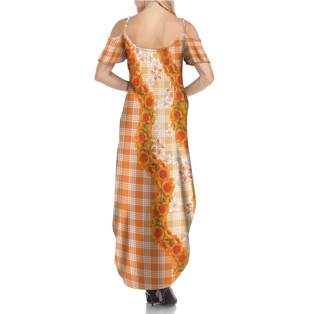 Orange Hawaii Palaka Summer Maxi Dress Hawaiian Ilima Lei LT05 - Polynesian Pride