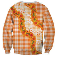Orange Hawaii Palaka Sweatshirt Hawaiian Ilima Lei LT05 - Polynesian Pride