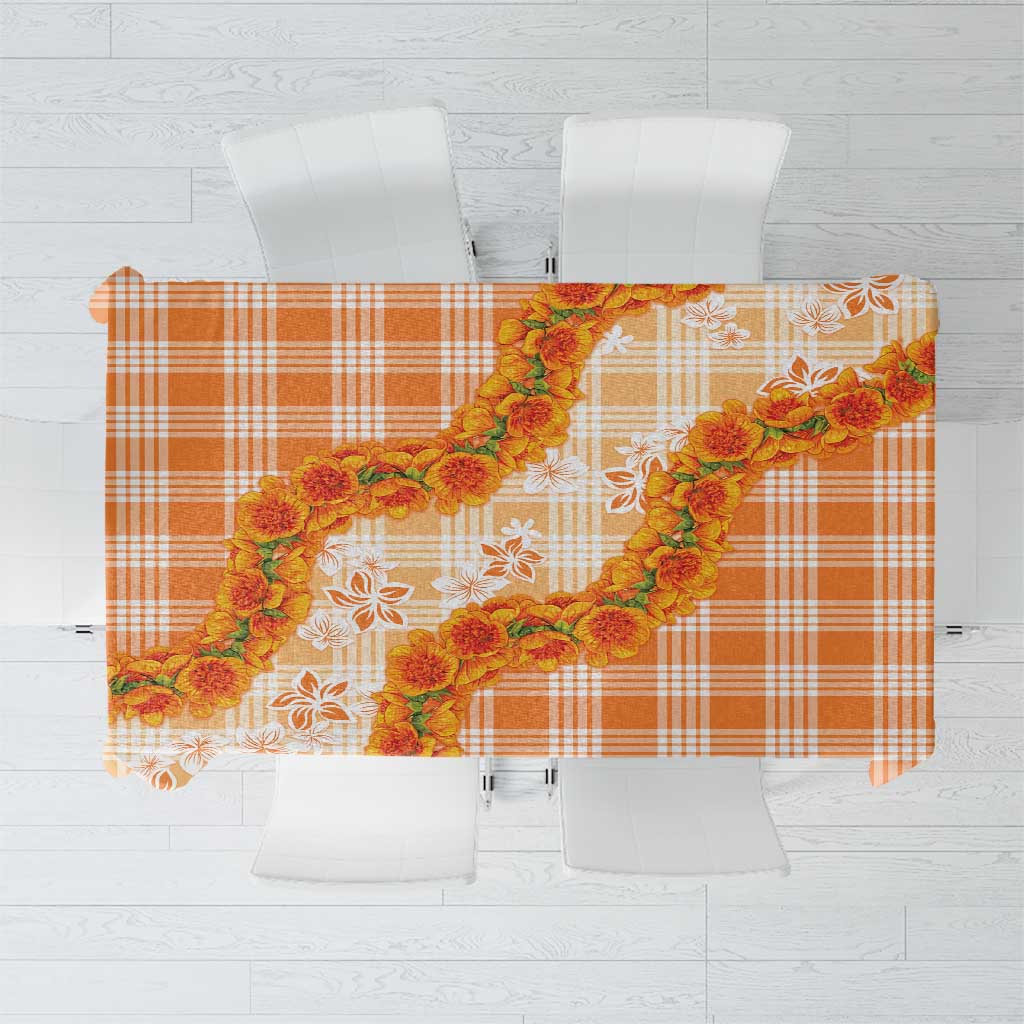 Orange Hawaii Palaka Tablecloth Hawaiian Ilima Lei LT05 Orange - Polynesian Pride