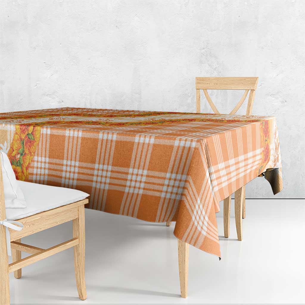 Orange Hawaii Palaka Tablecloth Hawaiian Ilima Lei LT05 - Polynesian Pride