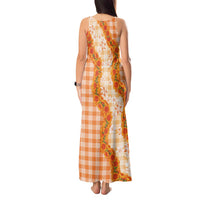Orange Hawaii Palaka Tank Maxi Dress Hawaiian Ilima Lei LT05 - Polynesian Pride