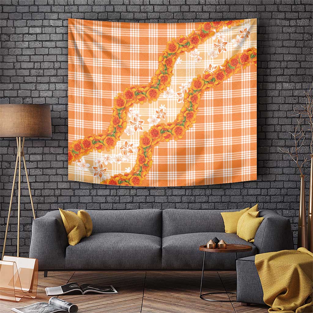 Orange Hawaii Palaka Tapestry Hawaiian Ilima Lei LT05 Orange - Polynesian Pride