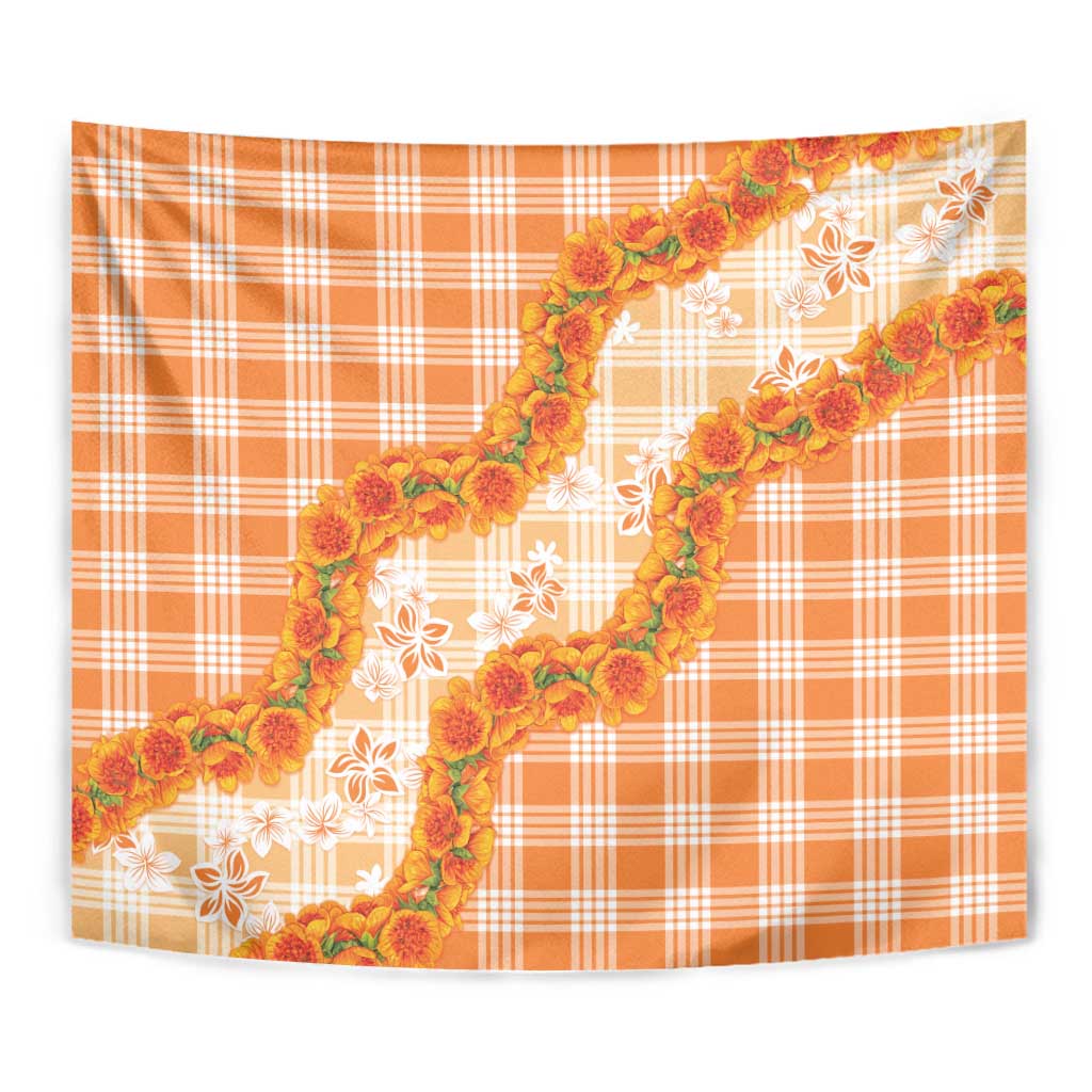 Orange Hawaii Palaka Tapestry Hawaiian Ilima Lei LT05 - Polynesian Pride