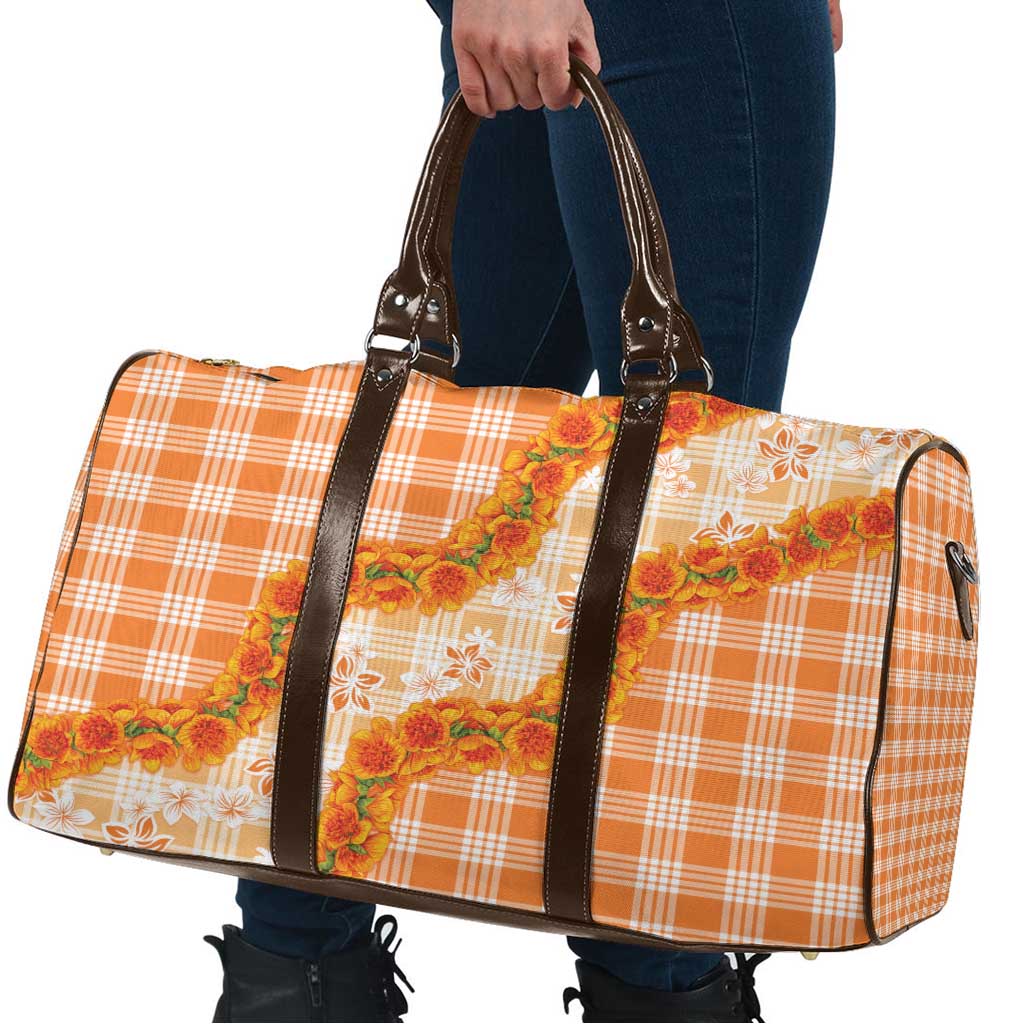 Orange Hawaii Palaka Travel Bag Hawaiian Ilima Lei