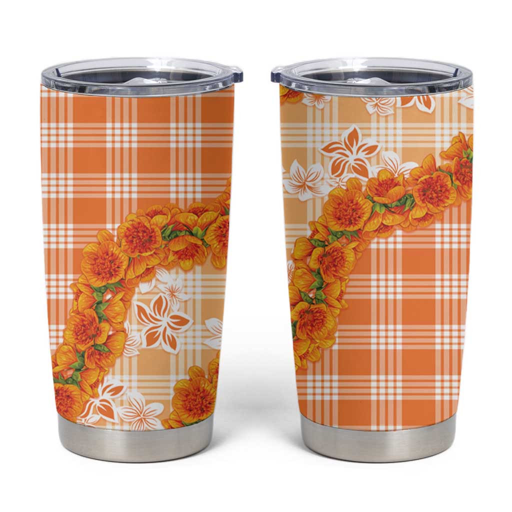 Orange Hawaii Palaka Tumbler Cup Hawaiian Ilima Lei LT05 Orange - Polynesian Pride