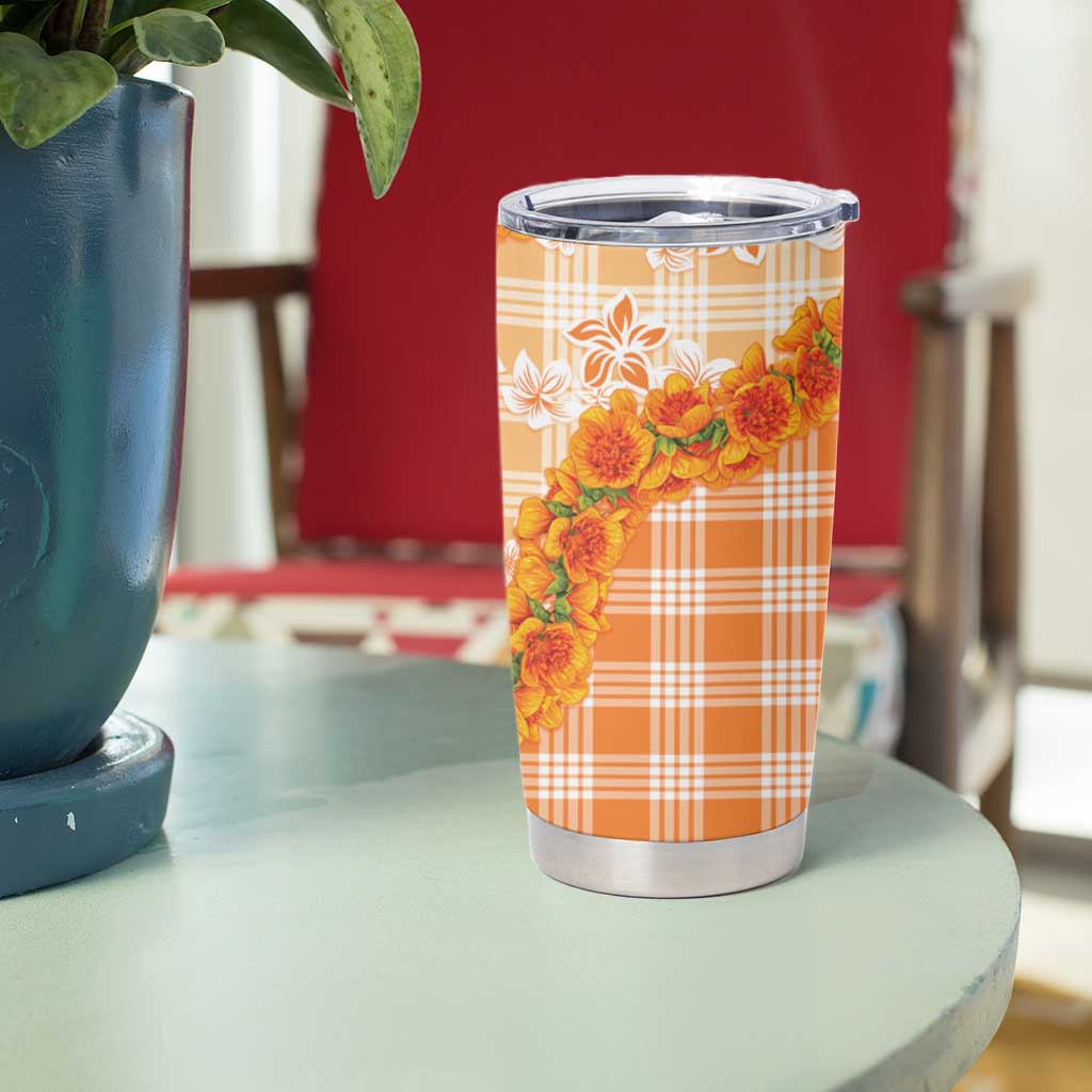 Orange Hawaii Palaka Tumbler Cup Hawaiian Ilima Lei LT05 - Polynesian Pride