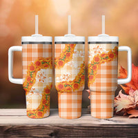Orange Hawaii Palaka Tumbler With Handle Hawaiian Ilima Lei LT05 - Polynesian Pride