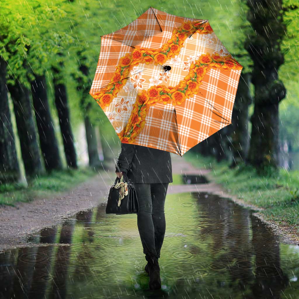 Orange Hawaii Palaka Umbrella Hawaiian Ilima Lei LT05 - Polynesian Pride