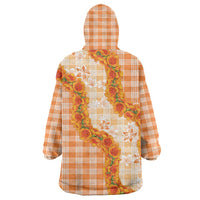 Orange Hawaii Palaka Wearable Blanket Hoodie Hawaiian Ilima Lei LT05 - Polynesian Pride