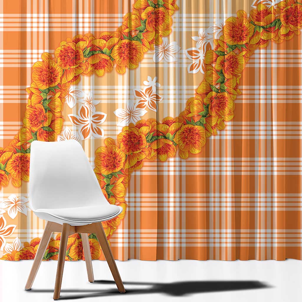 Orange Hawaii Palaka Window Curtain Hawaiian Ilima Lei LT05 - Polynesian Pride
