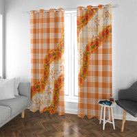 Orange Hawaii Palaka Window Curtain Hawaiian Ilima Lei LT05 With Grommets Orange - Polynesian Pride