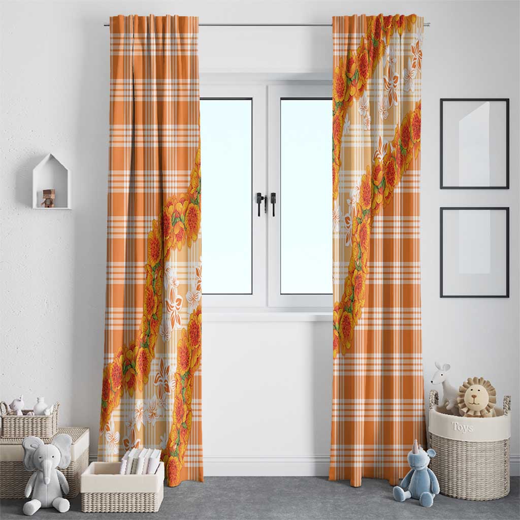 Orange Hawaii Palaka Window Curtain Hawaiian Ilima Lei LT05 - Polynesian Pride