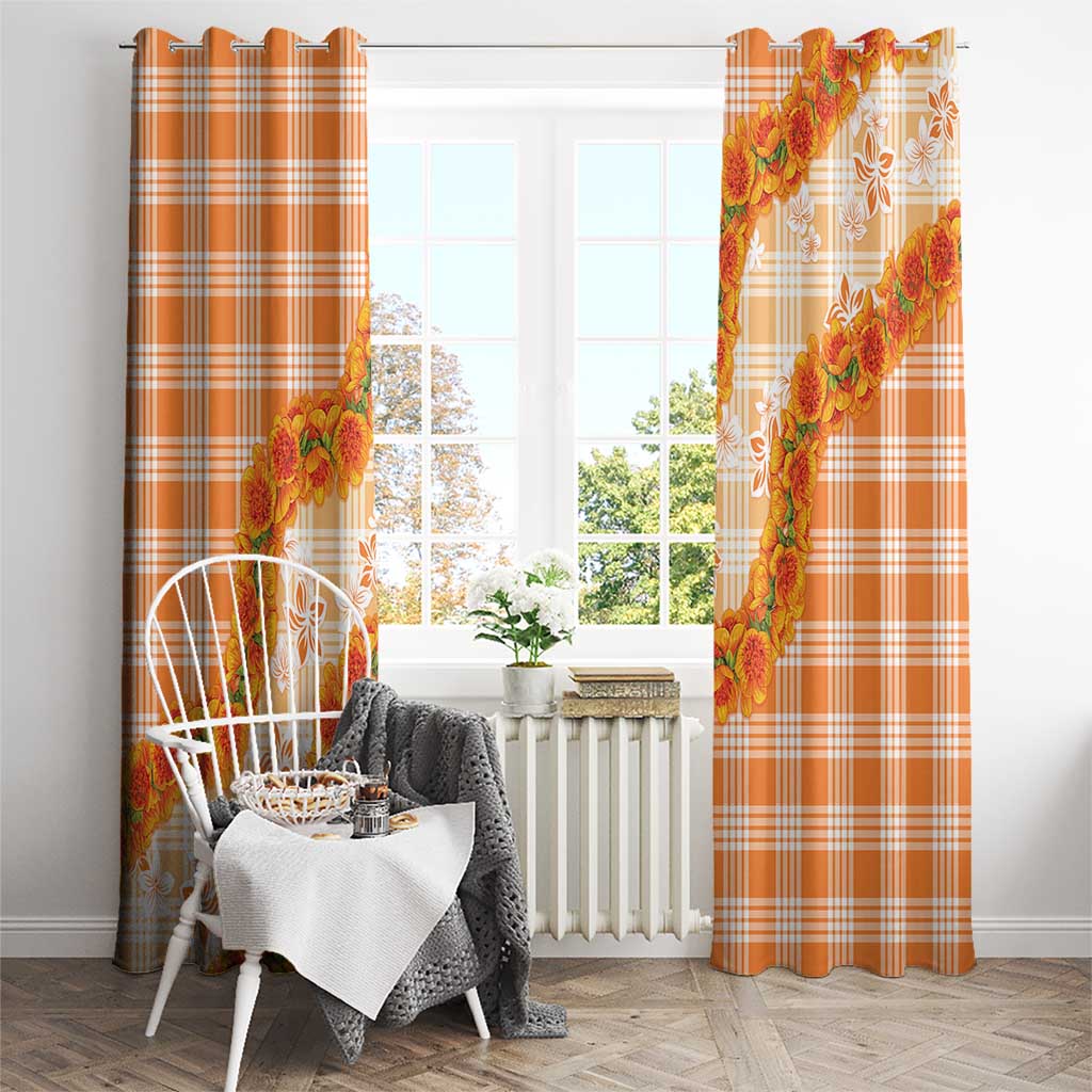 Orange Hawaii Palaka Window Curtain Hawaiian Ilima Lei LT05 - Polynesian Pride
