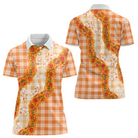Orange Hawaii Palaka Women Polo Shirt Hawaiian Ilima Lei LT05 - Polynesian Pride