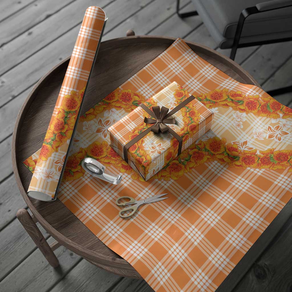 Orange Hawaii Palaka Wrapping Paper Hawaiian Ilima Lei LT05 - Polynesian Pride