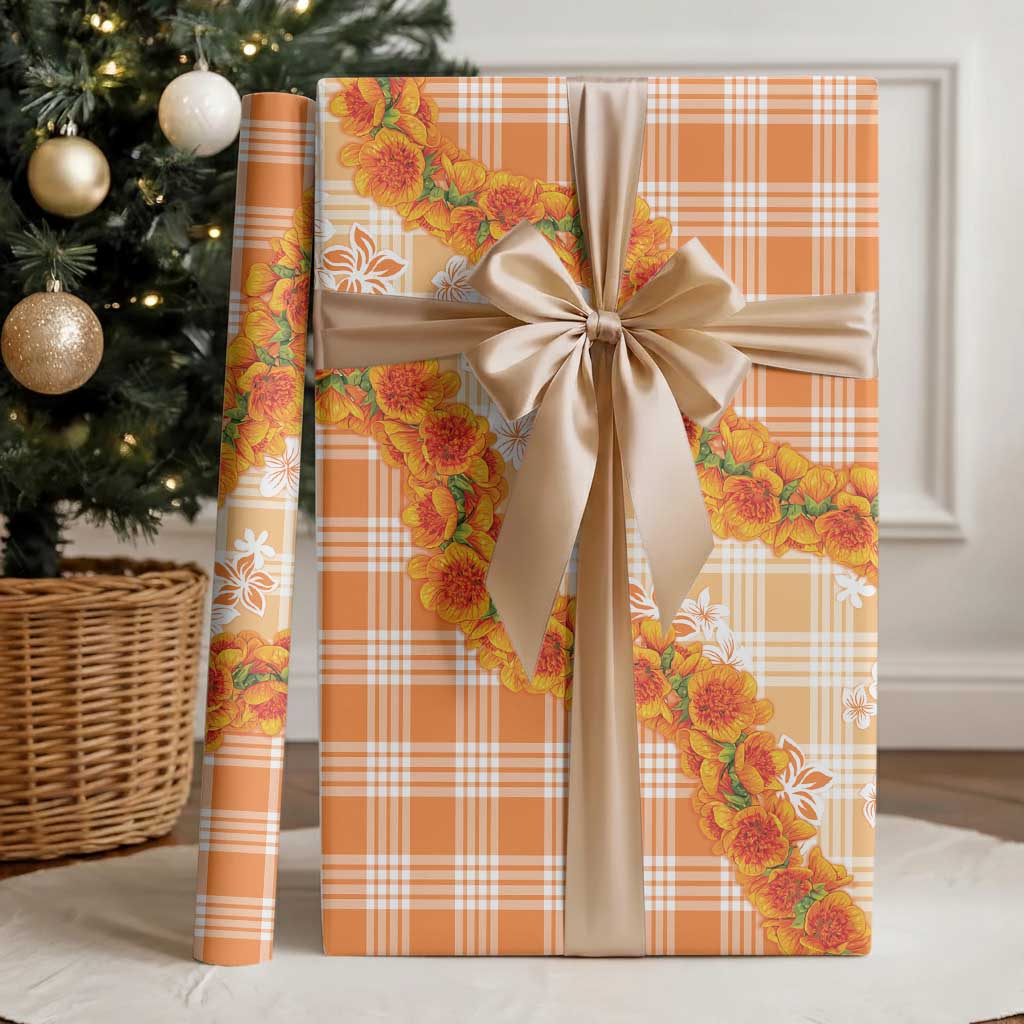 Orange Hawaii Palaka Wrapping Paper Hawaiian Ilima Lei LT05 - Polynesian Pride