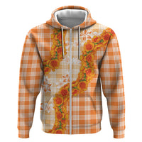 Orange Hawaii Palaka Zip Hoodie Hawaiian Ilima Lei LT05 Zip Hoodie Orange - Polynesian Pride