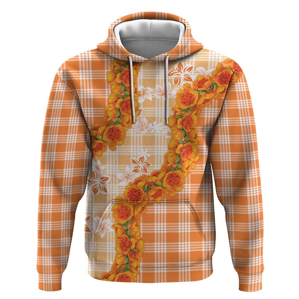 Orange Hawaii Palaka Zip Hoodie Hawaiian Ilima Lei LT05 Pullover Hoodie Orange - Polynesian Pride