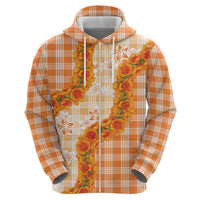Orange Hawaii Palaka Zip Hoodie Hawaiian Ilima Lei LT05 - Polynesian Pride