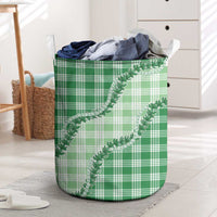Green Hawaii Palaka Laundry Basket Hawaiian Pikake Lei LT05 Green - Polynesian Pride