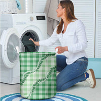 Green Hawaii Palaka Laundry Basket Hawaiian Pikake Lei LT05 - Polynesian Pride