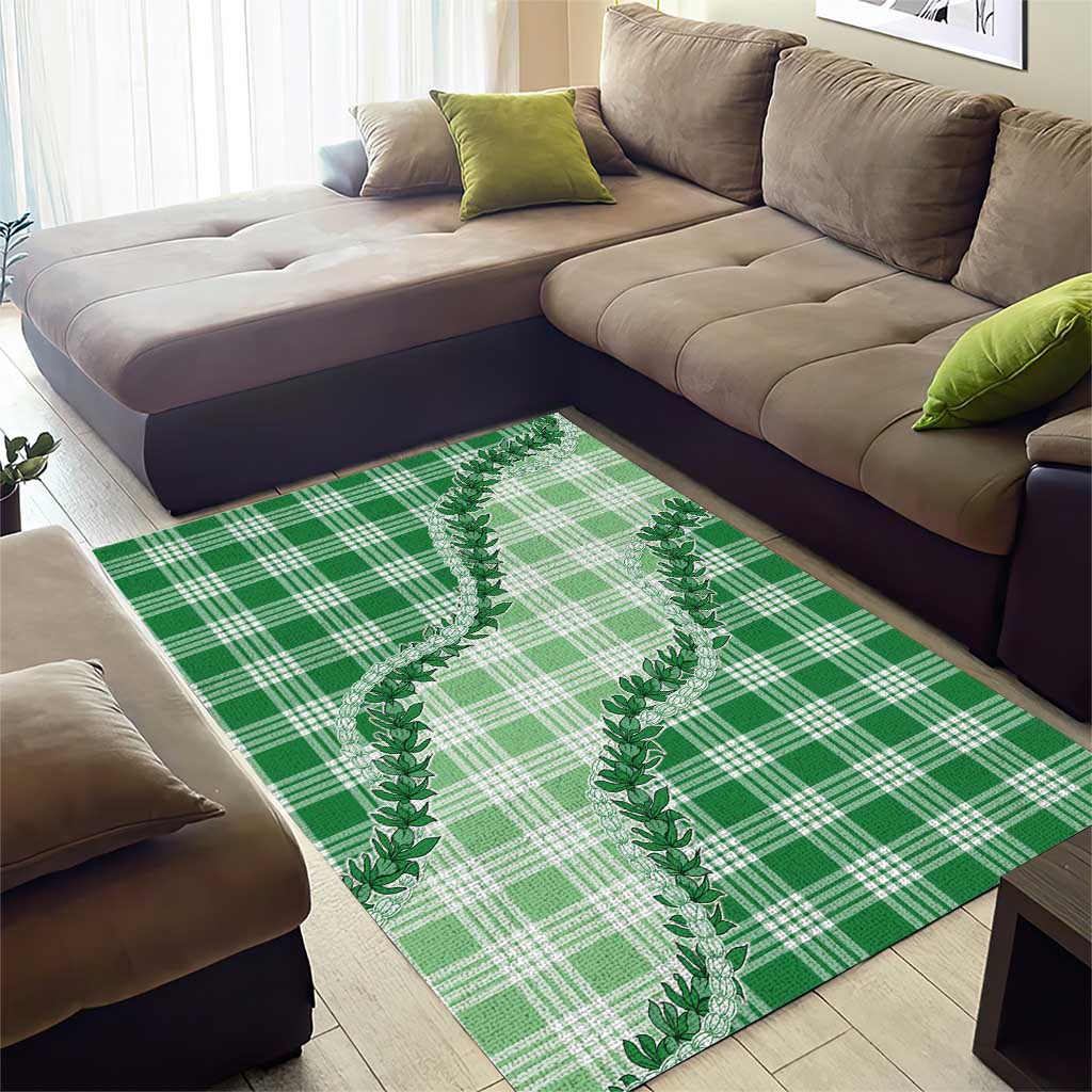 Green Hawaii Palaka Area Rug Hawaiian Pikake Lei LT05 - Polynesian Pride