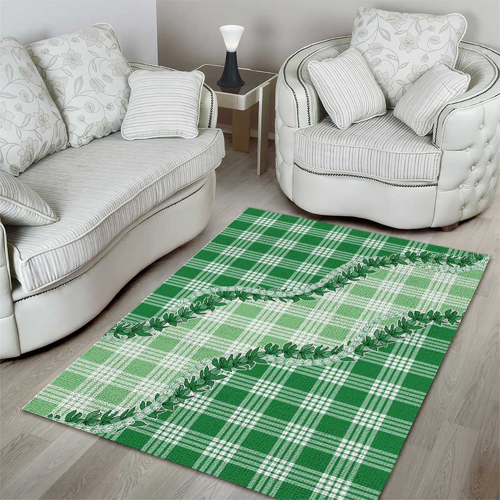 Green Hawaii Palaka Area Rug Hawaiian Pikake Lei LT05 - Polynesian Pride