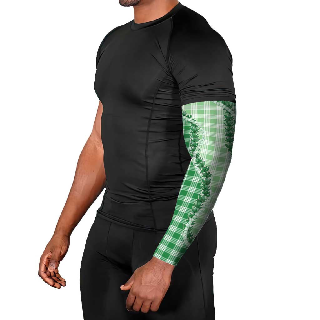 Green Hawaii Palaka Arm Sleeves Hawaiian Pikake Lei LT05 - Polynesian Pride