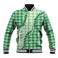 Green Hawaii Palaka Baseball Jacket Hawaiian Pikake Lei