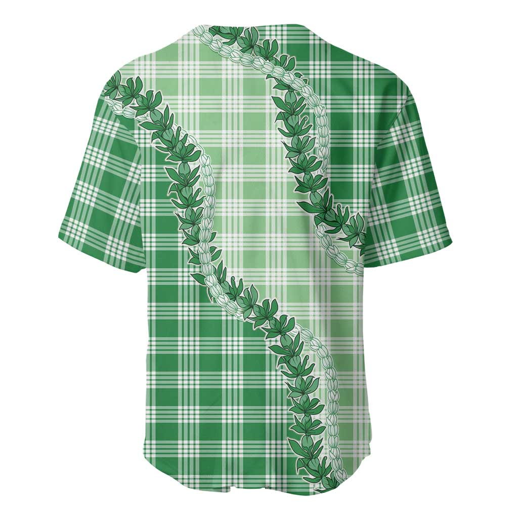 Green Hawaii Palaka Baseball Jersey Hawaiian Pikake Lei