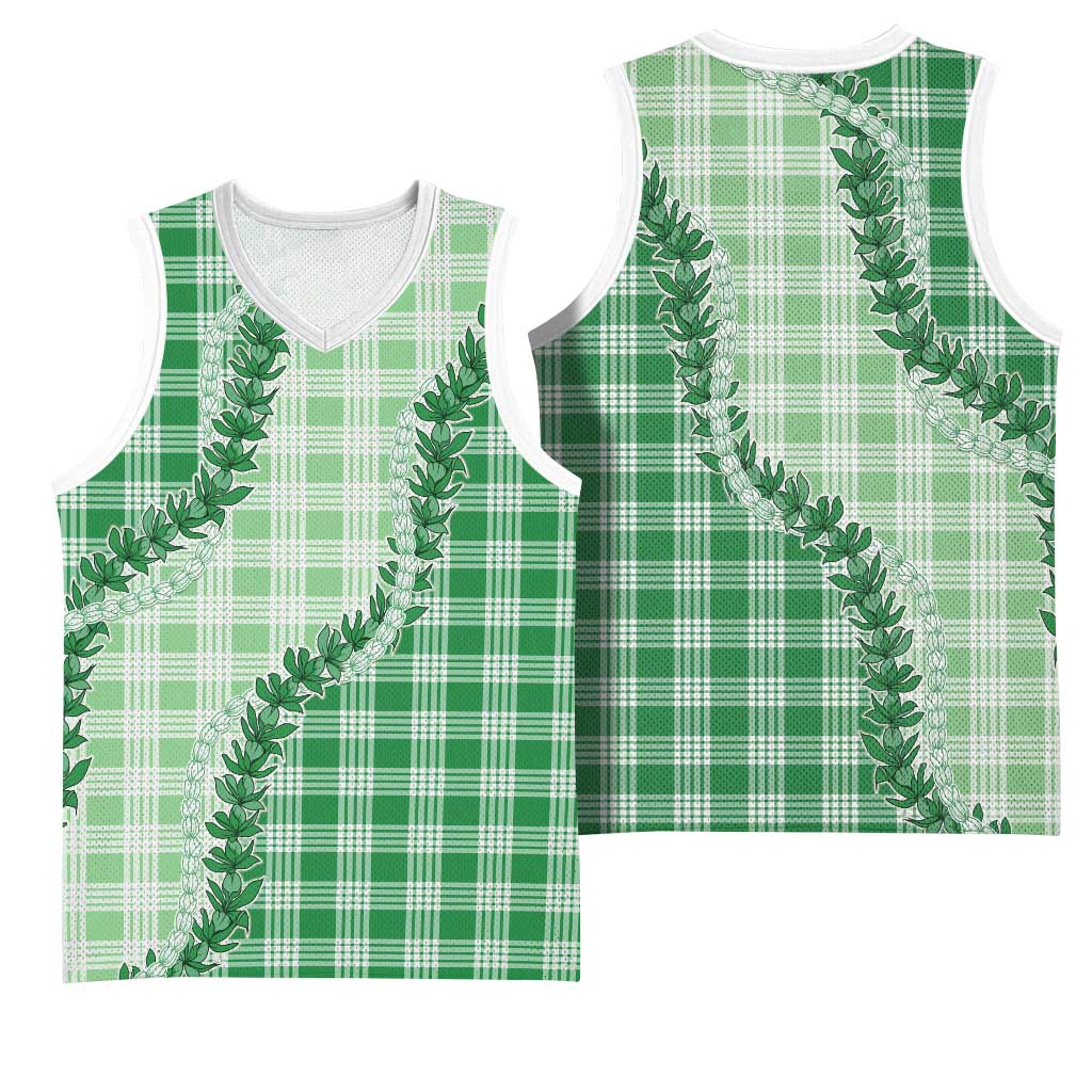 Green Hawaii Palaka Basketball Jersey Hawaiian Pikake Lei LT05 - Polynesian Pride