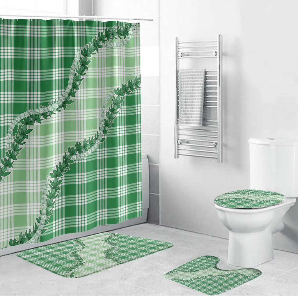 Green Hawaii Palaka Bathroom Set Hawaiian Pikake Lei
