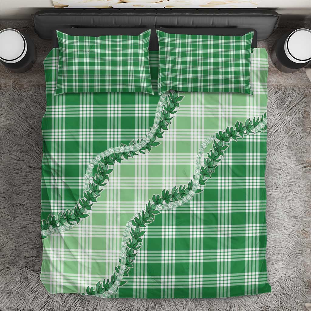 Green Hawaii Palaka Bedding Set Hawaiian Pikake Lei LT05 Green - Polynesian Pride