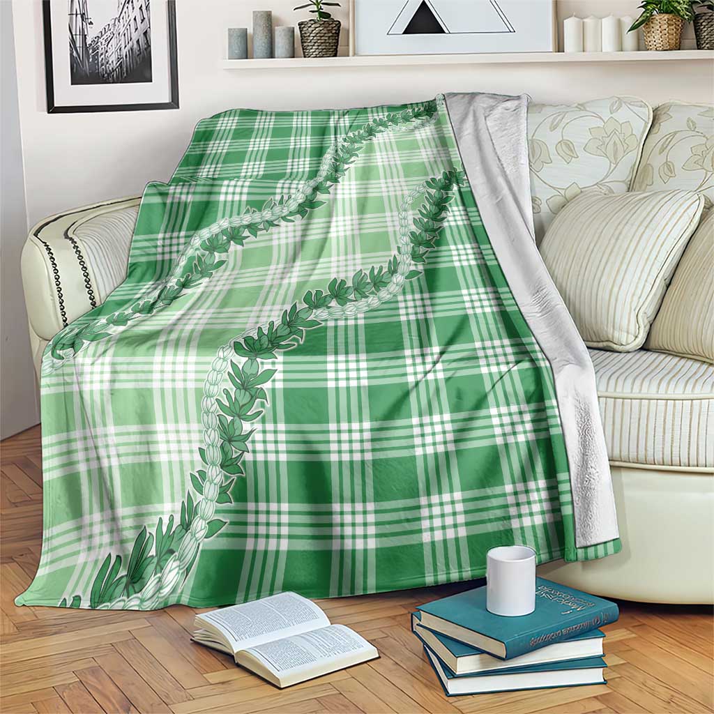 Green Hawaii Palaka Blanket Hawaiian Pikake Lei LT05 Green - Polynesian Pride