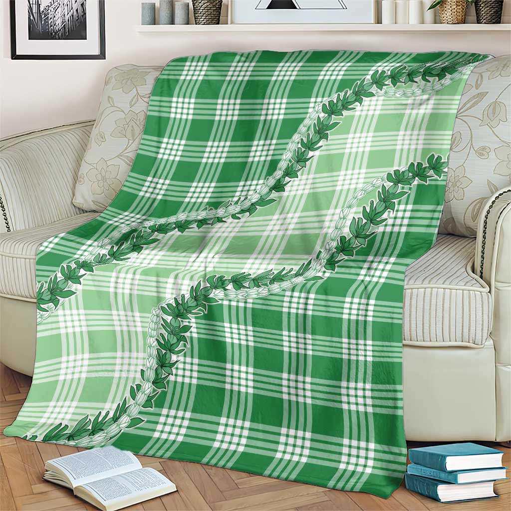 Green Hawaii Palaka Blanket Hawaiian Pikake Lei LT05 - Polynesian Pride
