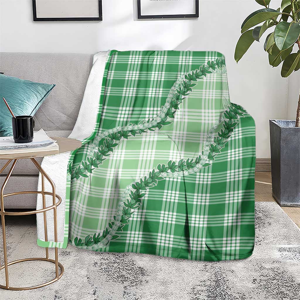 Green Hawaii Palaka Blanket Hawaiian Pikake Lei LT05 - Polynesian Pride